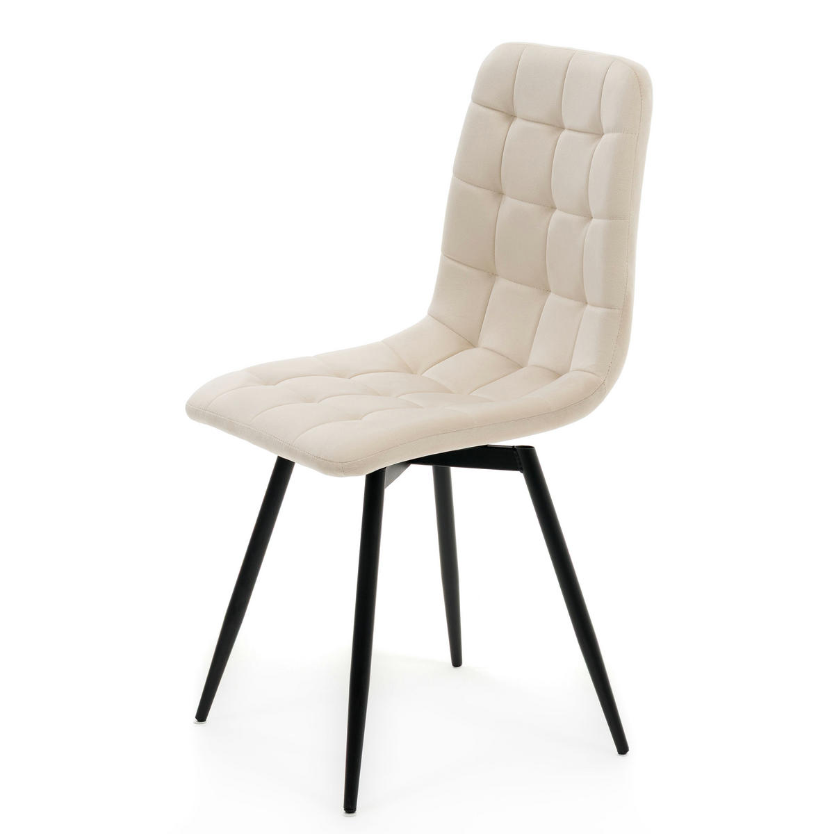 STUHL ARCO drehbar gepolstert mit Steppung - beige - Samt Velours - Beige/Schwarz, Textil/Metall (46/90/51cm) - NEW HOME