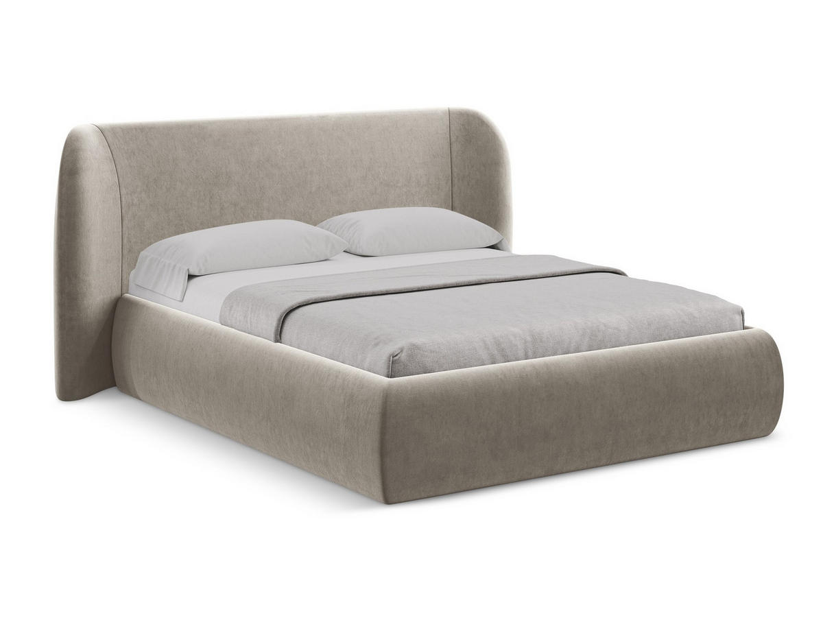 POLSTERBETT mit Bettkasten und Lattenrost 210x215 Grau - Taupe/Schwarz, Kunststoff/Textil (160/200cm) - Makamii