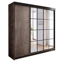 POSUVNÁ ŠATNÍ SKŘÍŇ ARI 2 se zrcadlem 250 - Tmavy Jesan - barva jasanu, kompozitní dřevo (250/200/62cm) - Kier Furniture