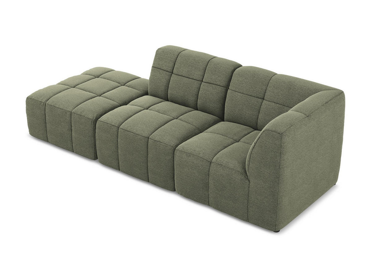 ECKSOFA Links Samt Stoff Grün - Schwarz/Olivgrün, Holzwerkstoff/Kunststoff (178/166cm) - Makamii