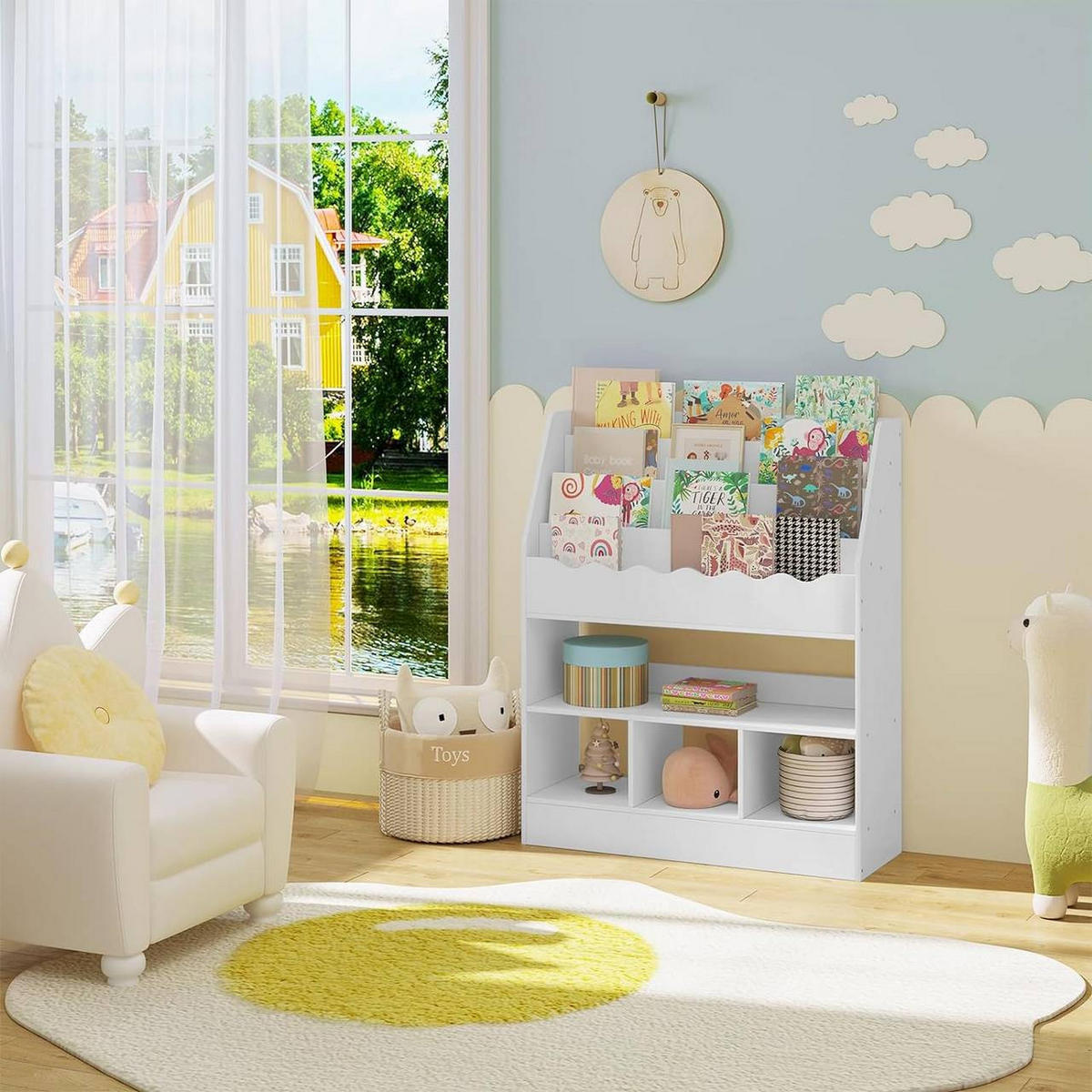 KINDERREGAL mit 6 Fächern, 83x100x30cm, Weiß - Weiß, Holzwerkstoff (83/100/30cm) - Woltu
