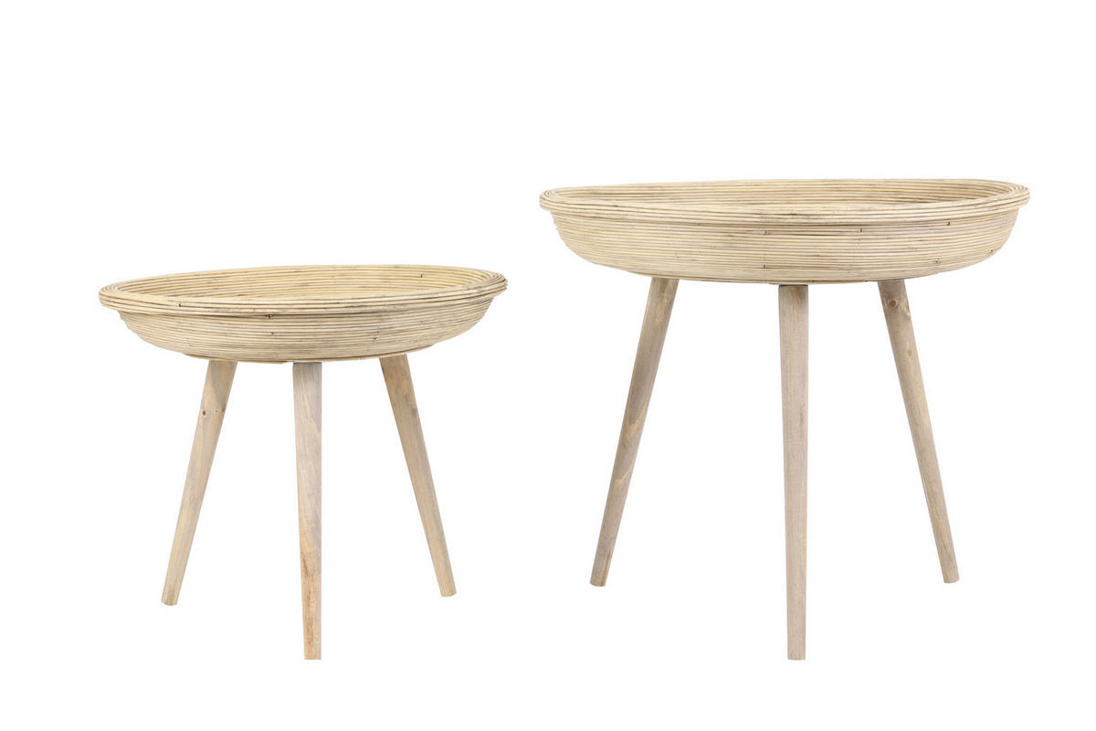 BEISTELLTISCH Colon Braun Ø56/48 cm 2er-Set - Braun, Holz (56/56/48cm) - Light & Living