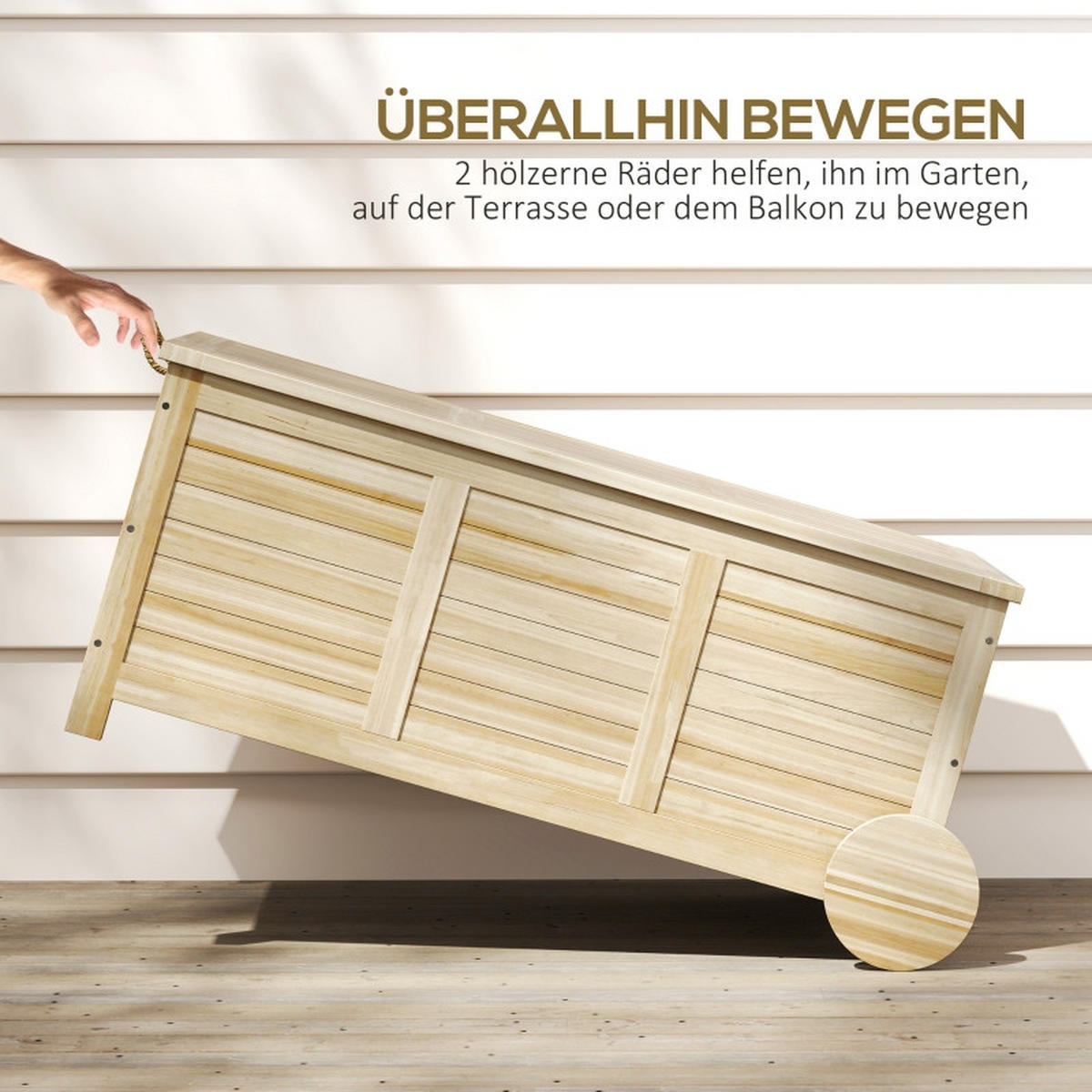 AUFLAGENBOX 185L Naturholz - Naturfarben, Holz (50/50/110cm) - ComfortXL