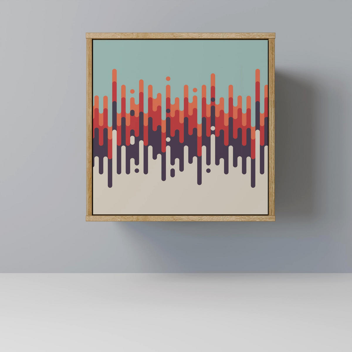 SIDEBOARD CHROMA CONTOURS, Eichefarben, 57,5x42x75,5 cm, Goldfarbene Metallfüße - Eichefarben/Goldfarben, Holzwerkstoff/Metall (57.5/75.5/42cm) - SpaceRebels