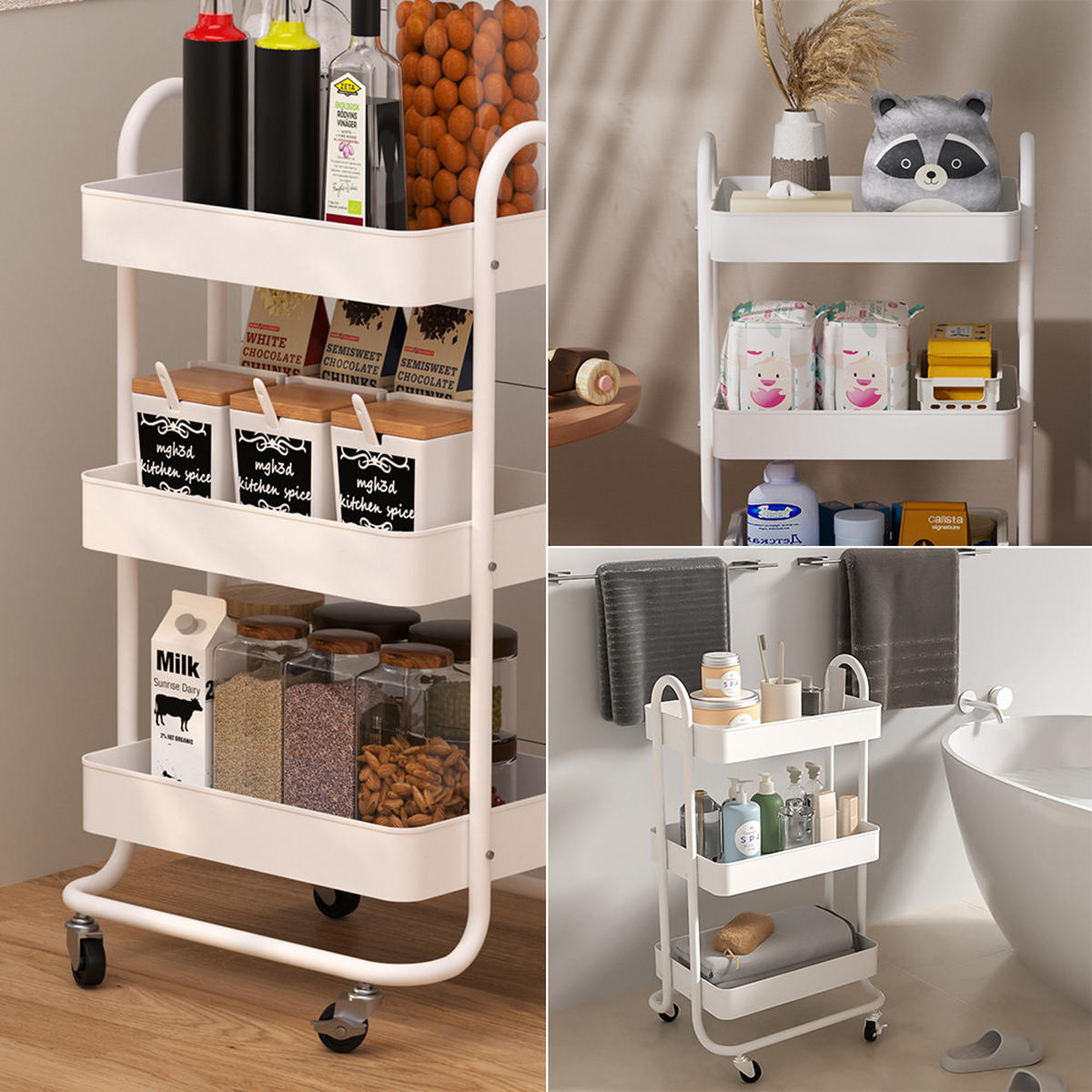 ROLOVACÍ KONTEJNER Tron Bílá - bílá, kov (45.9/78.7/34cm) - Vicco