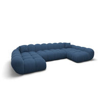WOHNLANDSCHAFT Liva Dunkelblau Strukturstoff U-Form XXL Studio - Dunkelblau, Textil (330/70/160cm) - VAROYAL