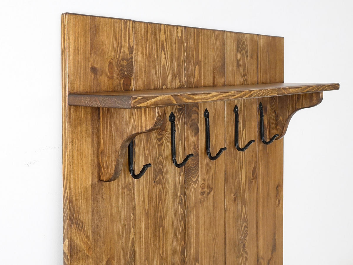 GARDEROBENPANEEL aus Massivholz Rustyk - Dunkelbraun, Holz (100/128/20cm) - Seart