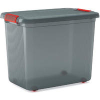 AUFBEWAHRUNGSBEHÄLTER MANATEE mit Deckel HxBxT 45x59x39 cm 60 Liter Grau/Orange - Grau, Kunststoff (59/39/45cm) - PROREGAL