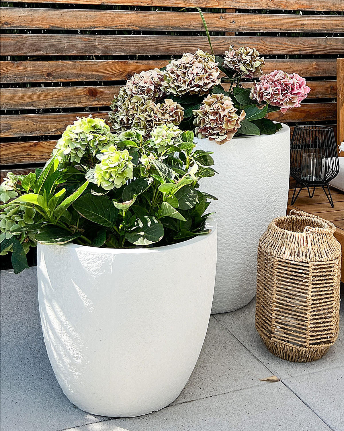 GHIVECI alb crem rotund 55/55/53 cm Kannia - alb, materiale naturale (53cm) - Beliani