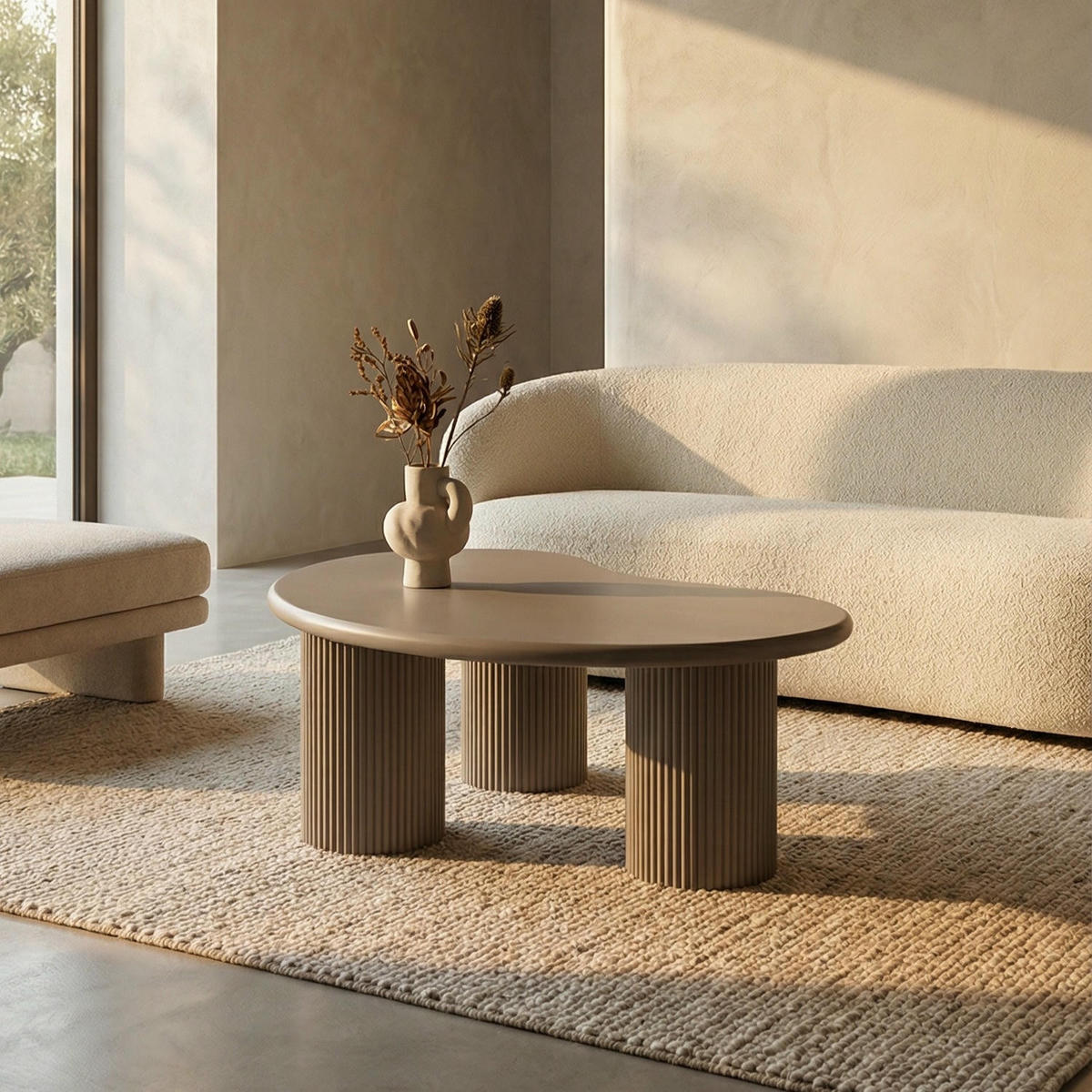 COUCHTISCH nierenform Beige 130/70/40 cm - Taupe/Graubraun, Holzwerkstoff (130/70/40cm) - Furnhouse