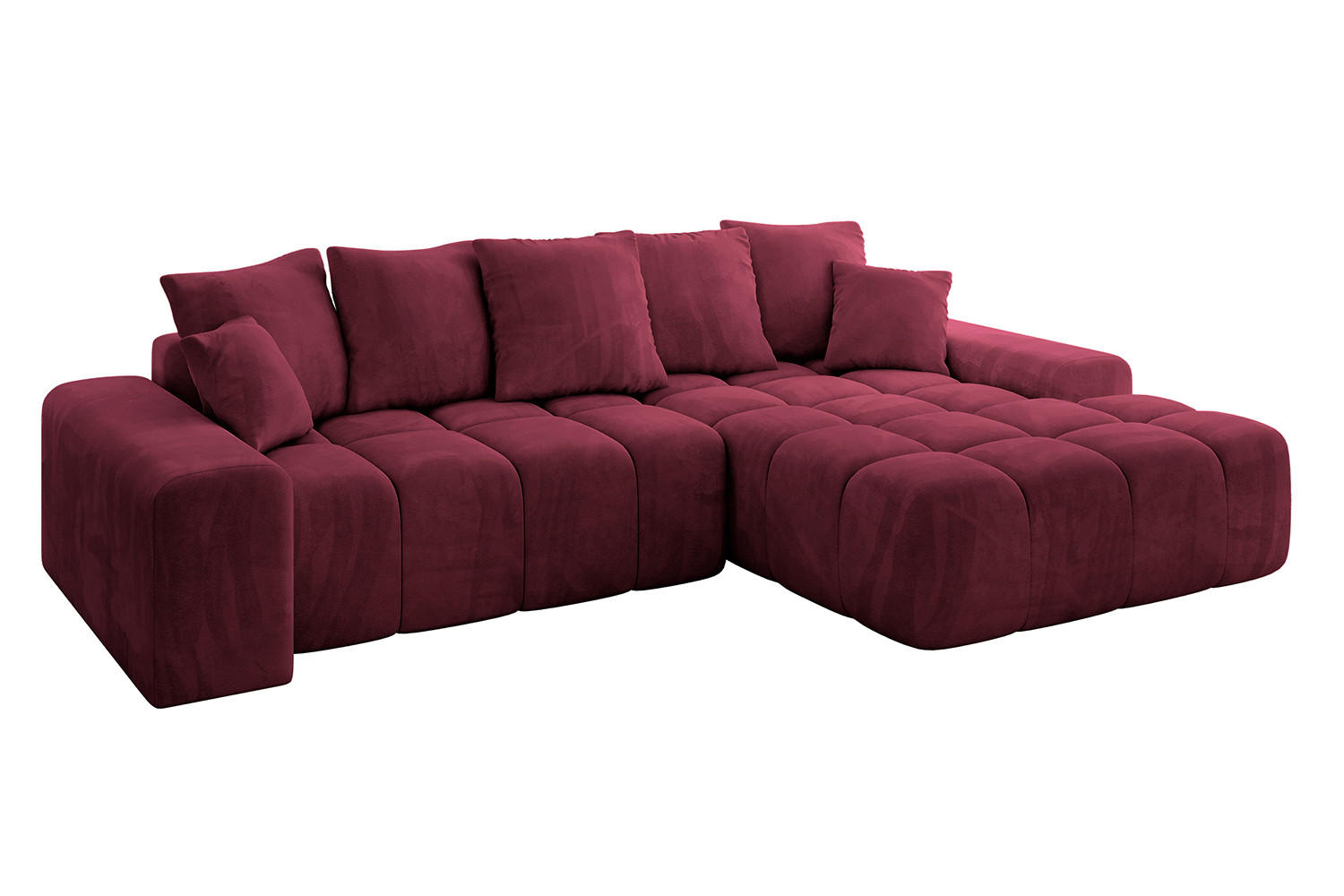 ECKSOFA Ottomane Rechts ENSI-L - 267x164x88 cm Bordeaux - Bordeaux, Holzwerkstoff/Kunststoff (164/267cm) - ALTDECOR