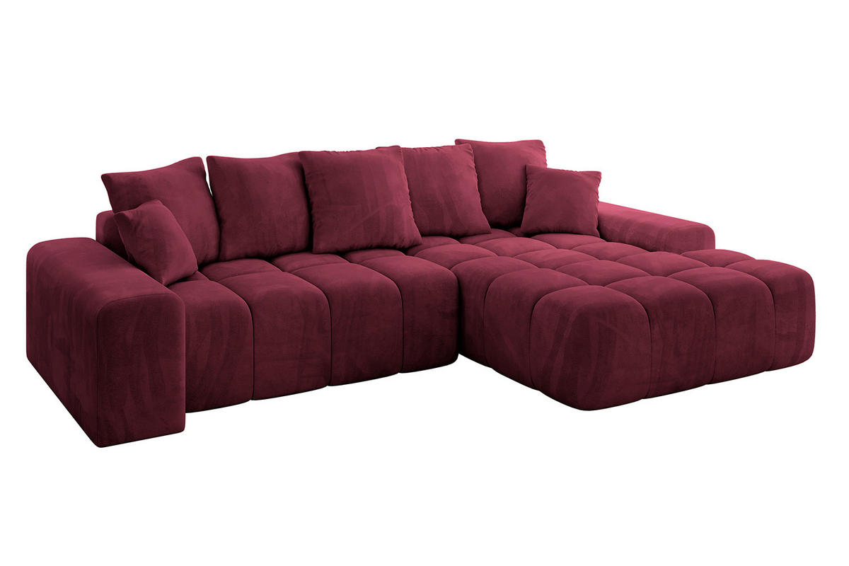 ECKSOFA Ottomane Rechts ENSI-L - 267x164x88 cm Bordeaux - Bordeaux, Holzwerkstoff/Kunststoff (164/267cm) - ALTDECOR