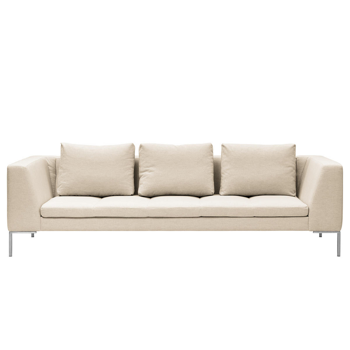 3-SITZER SOFA - Chromfarben/Beige, Textil/Metall (238/81/105cm) - home24