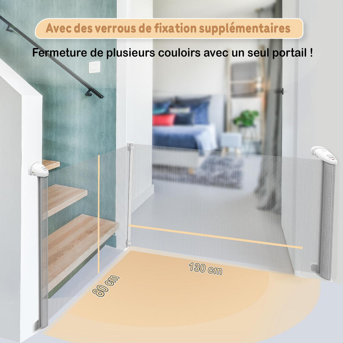 TREPPENSCHUTZGITTER Rollbares Türgitter 80 x 130 cm Weiß - Weiß, Kunststoff (130/4cm) - Twinky