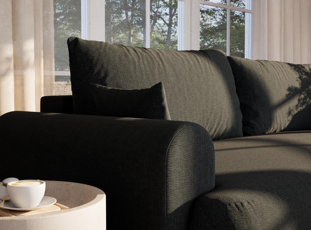 SOFA MIT SCHLAFFUNKTION Toluca Türkis Webstoff - Türkis/Schwarz, Holz/Holzwerkstoff (247/69/104cm) - Maison de Reve