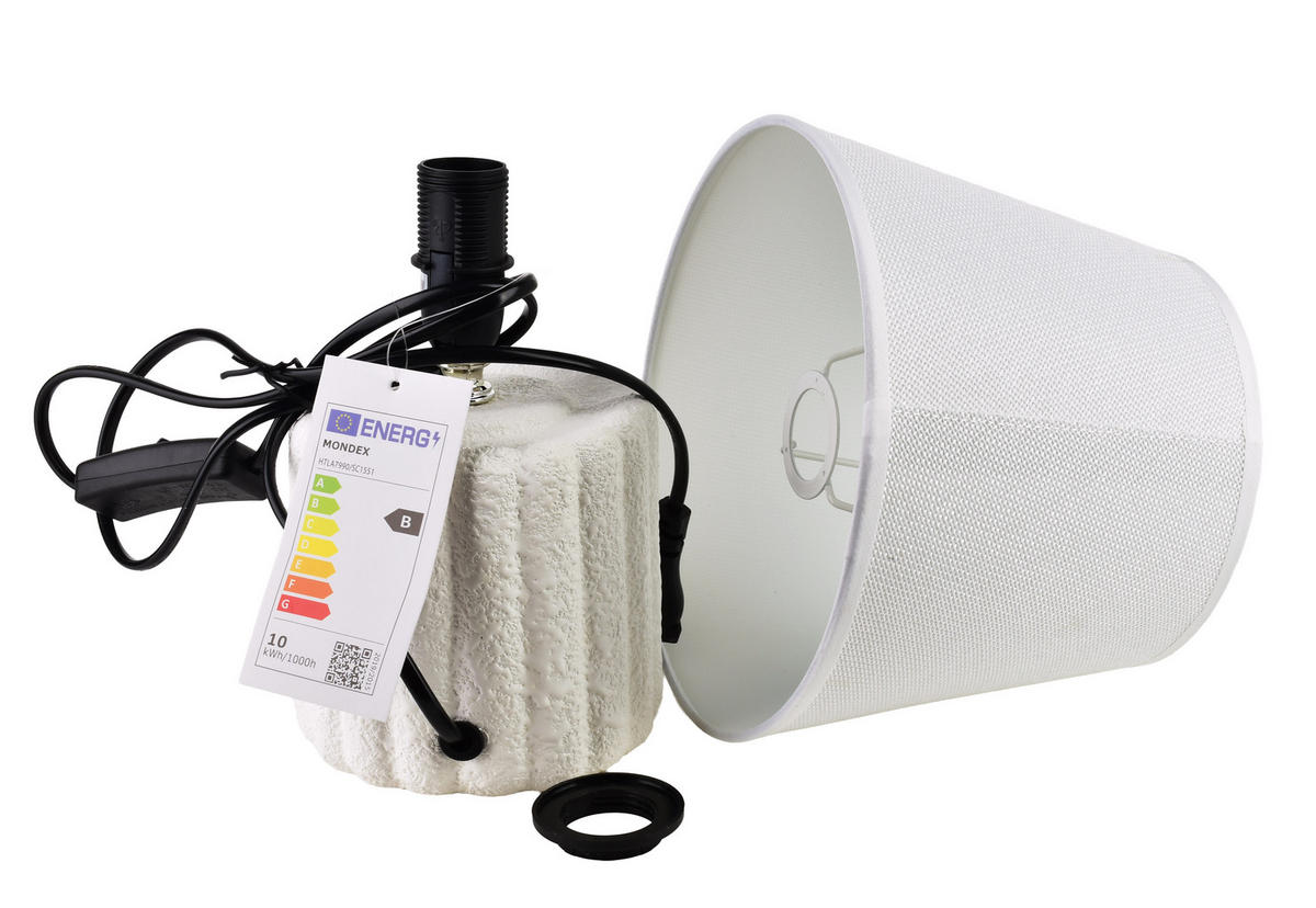 TISCHLAMPE Leti Grau 11/20/28 cm Keramik - Weiß, Keramik (11/20/28cm) - Mondex