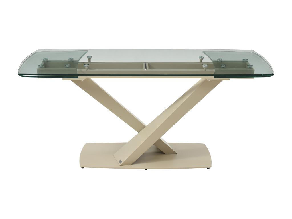 ESSTISCH ausziehbar - 6 bis 10 Personen - Sicherheitsglas & Metall - Transparent & Beige - MALATA - Transparent, Glas (260/90/76cm) - Vente-Unique