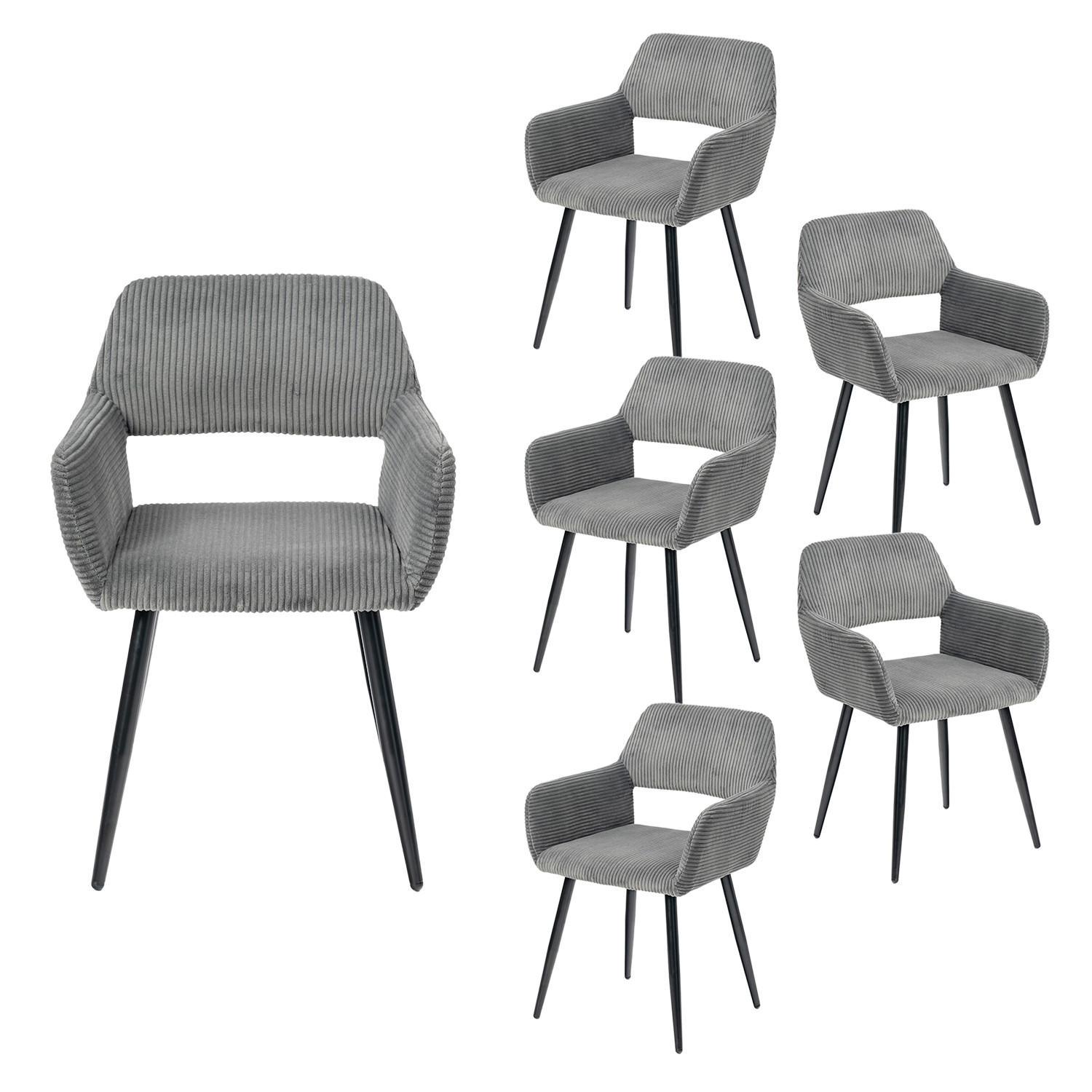 Meubles Cosy Esszimmerstühle Grau 56x78x56 cm
