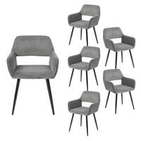 ESSZIMMERSTÜHLE 6er-Set, gepolstert, Cordbezug, Metallbeine, Grau - Grau, Textil/Metall (56/78/56cm) - Meubles Cosy