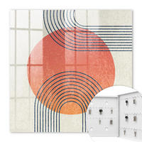 SCHLÜSSELBOX Weiß 30x30 cm – Türöffnung nach rechts - Geometrische Linien - Orange, Metall (30/30/5cm) - TULUP