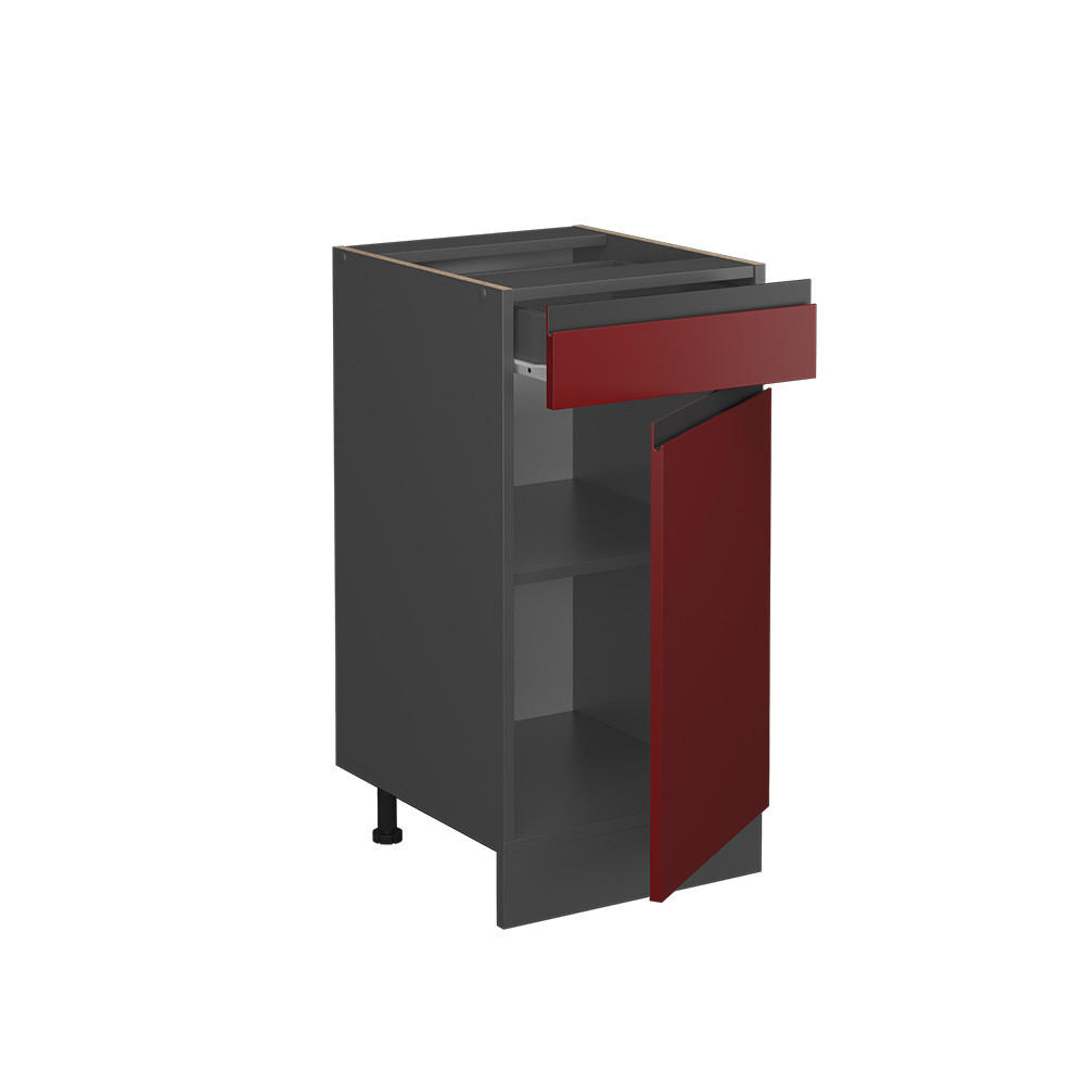 KÜCHENUNTERSCHRANK R-Line Bordeaux Hochglanz 40 cm AP Marmor - Bordeaux/Anthrazit, Holzwerkstoff (40/81.6/60cm) - Vicco