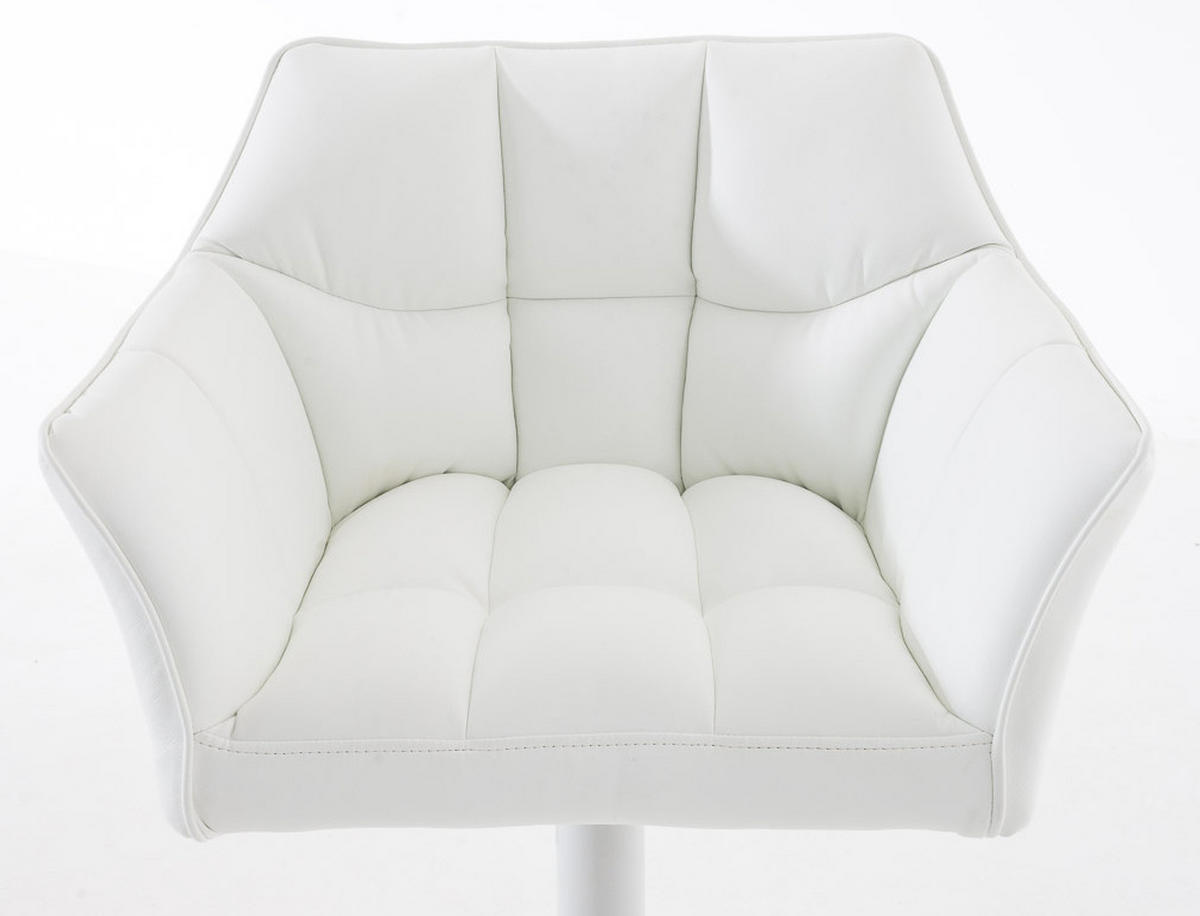 BARHOCKER 2er Set Sihar Kunstleder Weiß Weiß - Weiß, Leder/Metall (64/88/45cm) - DELUKE