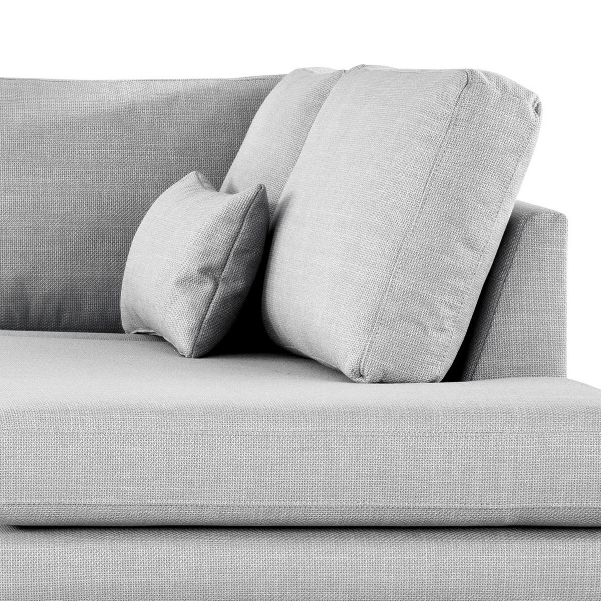 ECKSOFA mit Ottomane - Buchefarben/Hellgrau, Buchenholz/Textil (287/219cm) - home24