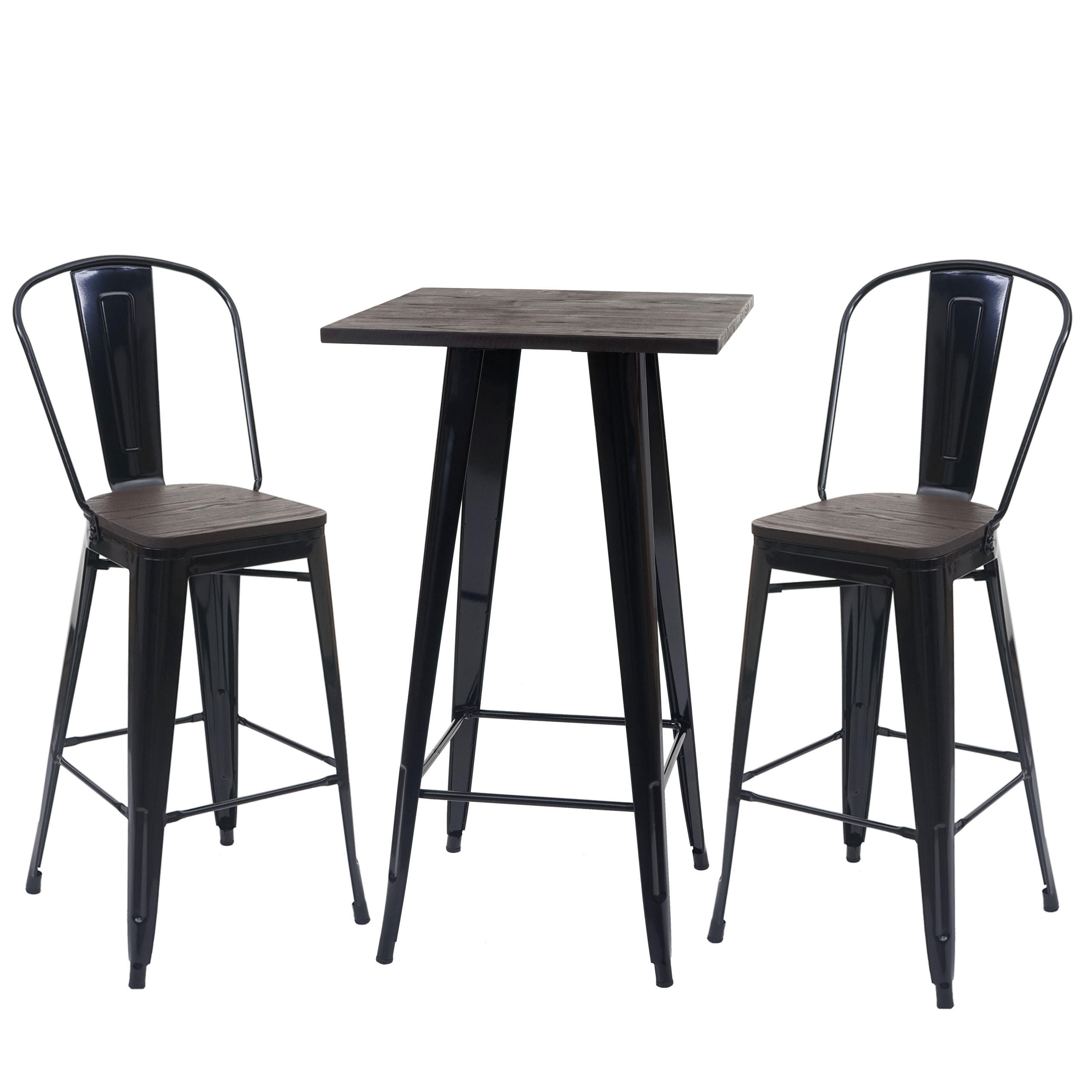 STEHTISCH-SET METALL rechteck Schwarz 3er-Set - Schwarz, Holz (60/60/117cm) - MCW