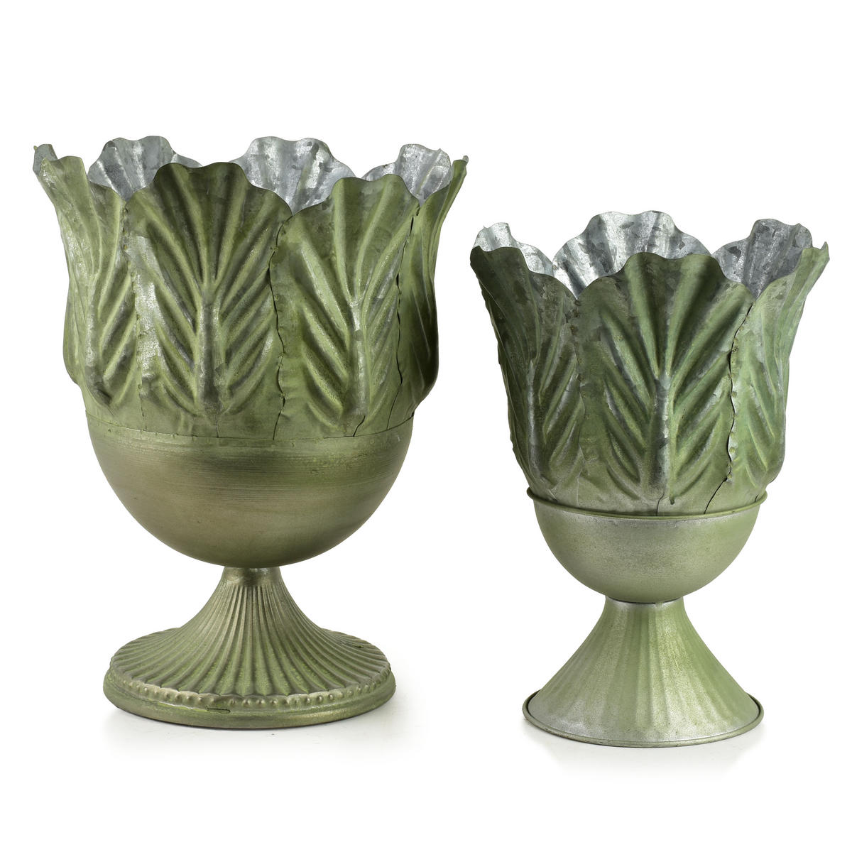 BLUMENTOPF Marina 2er Set Grün 27/27/34 cm Metall - Grün, Metall (27/34/27cm) - Mondex