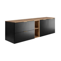 BADEZIMMER-SET, 57×46×180 cm, Eiche Craft / Schwarz, Griff Gold - Schwarz, Holzwerkstoff (180/57/46cm) - 3XE LIVING