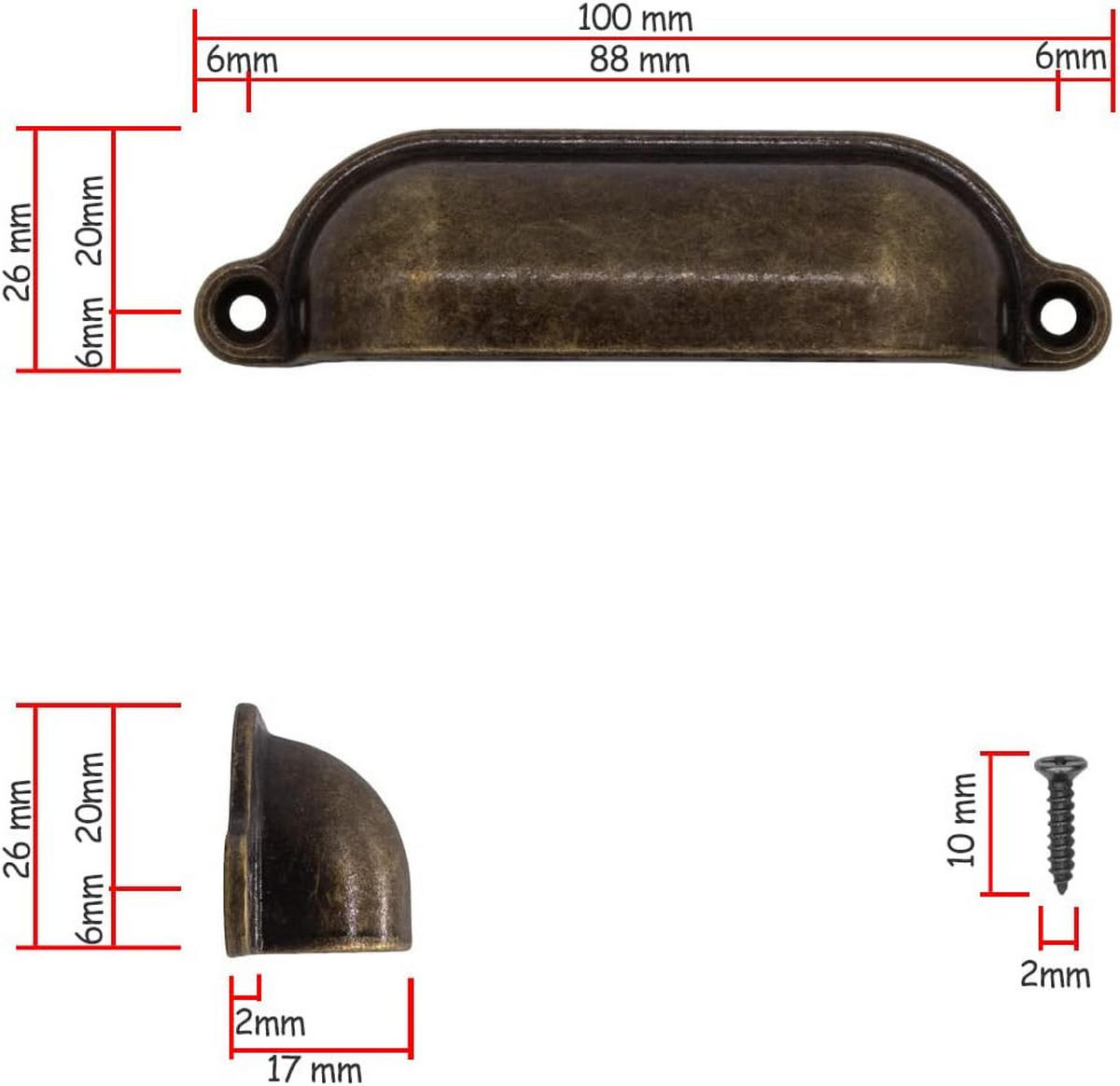 MÖBELGRIFF 2er-Set - Goldfarben, Metall (0.26/1.5/1cm)