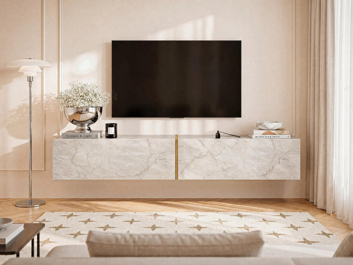 TV-HÄNGESCHRANK - 181.8 cm x 31.7 cm - holz - weiß Dinoma - Weiß, Holz (181.8/30/31.7cm) - Vente-Unique