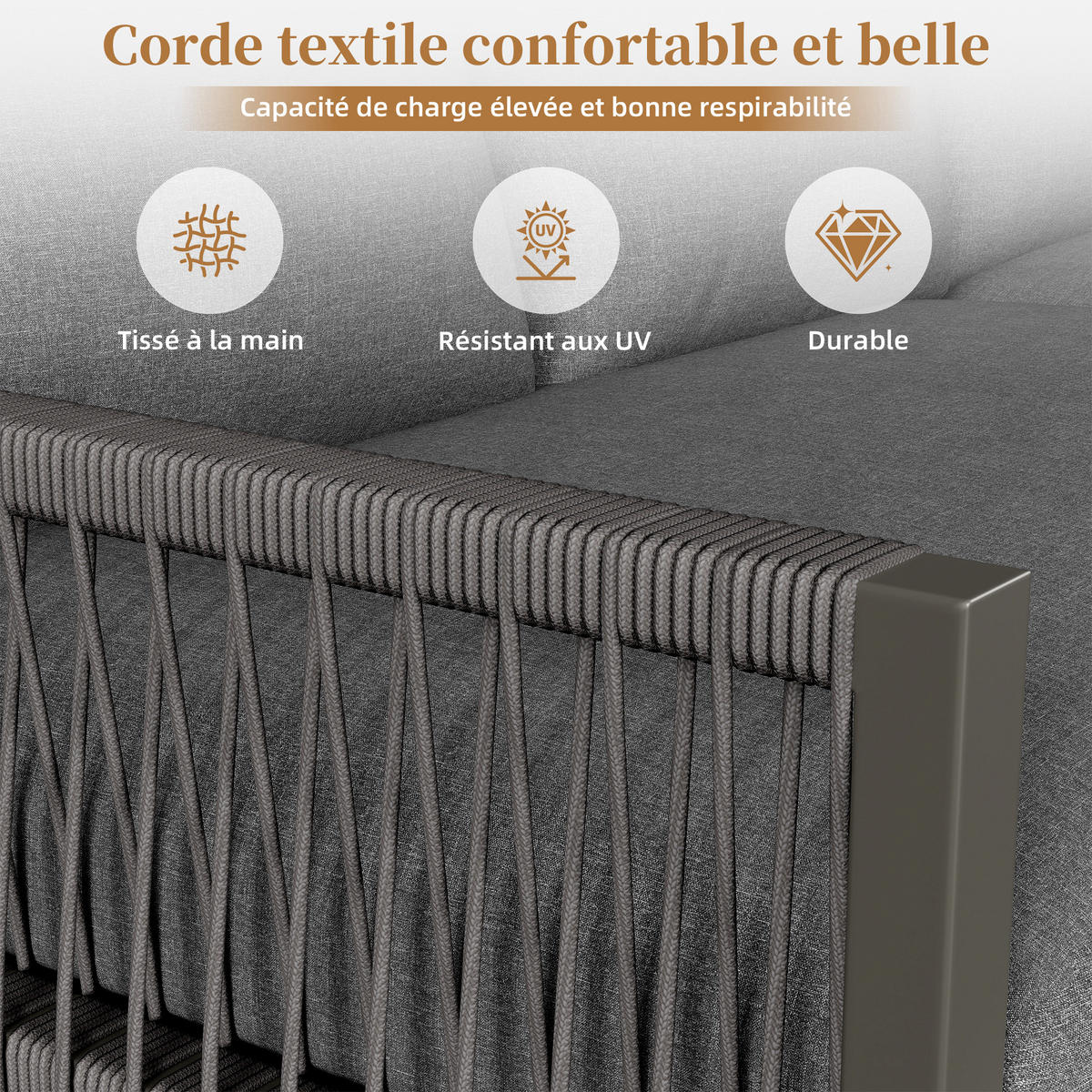 GARTEN-LOUNGESERIE 6-7 Personen Grau - Grau, Metall - ComfortXL