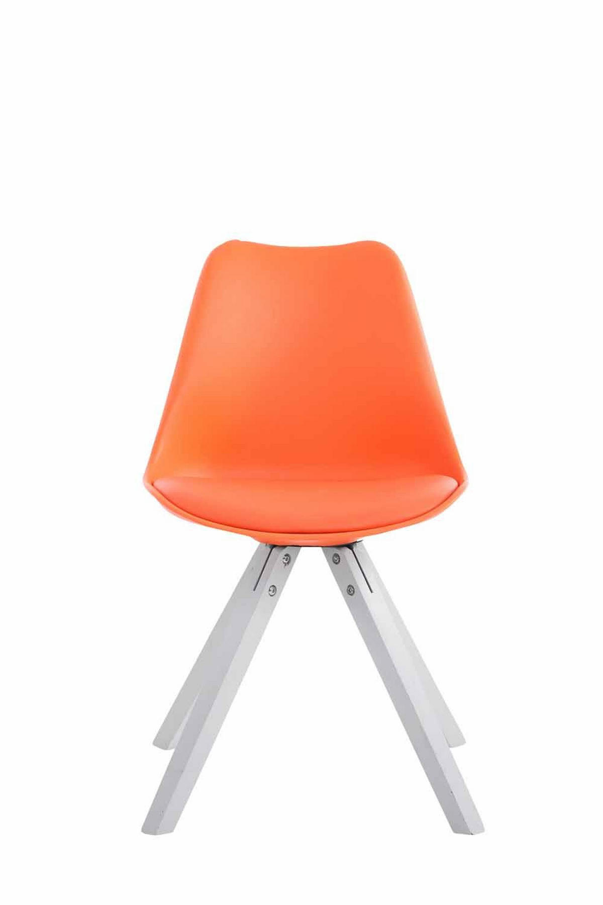 STUHL Lederlook orange - Weiß/Orange, Holz/Textil (47.5/83/55.5cm) - CLP