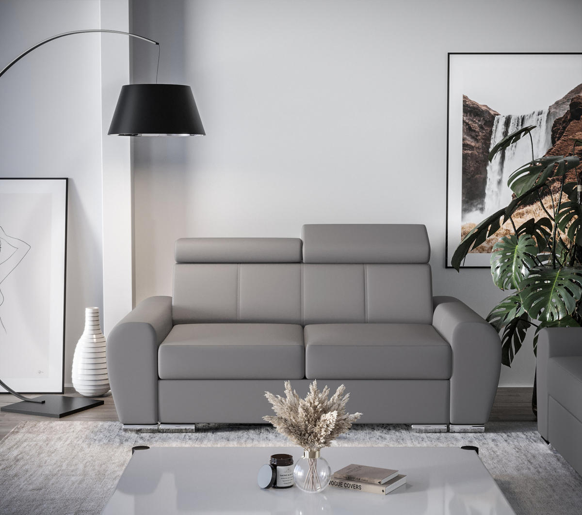 SCHLAFSOFA APOLLO 2, Sofa mit Schlaffunktion, Farbe: Weiß, Kunstleder - Weiß, Textil (180/96/99cm) - O-Sofa