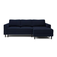 ECKSOFA Nalika Dunkelblau Velours - Schwarz/Dunkelblau, Holz/Textil (230/143cm) - Selsey
