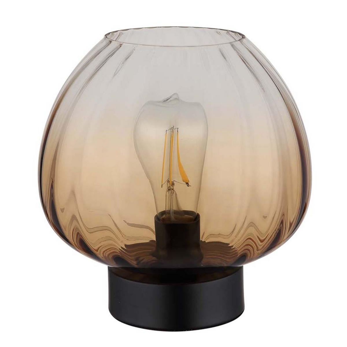 TISCHLEUCHTE SOLVEIG, Glas amber, schwarz, Kabelschalter - Schwarz, Glas (23/23/23.5cm) - Globo Lighting