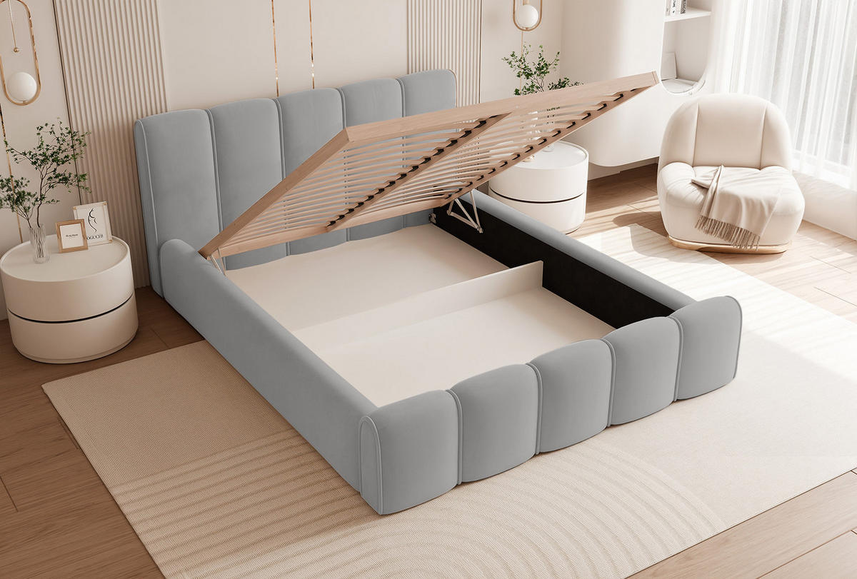 POLSTERBETT LLALO 200x200 cm, Dunkelgrau - Dunkelgrau, Textil (200/200cm) - Fedve