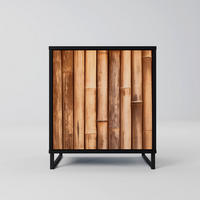 SIDEBOARD NATURAL WOOD, Schwarz, 57,5x42x67,5 cm, Schwarze Metall-Rahmenfüße - Multicolor/Schwarz, Holzwerkstoff/Metall (57.5/67.5/42cm) - SpaceRebels