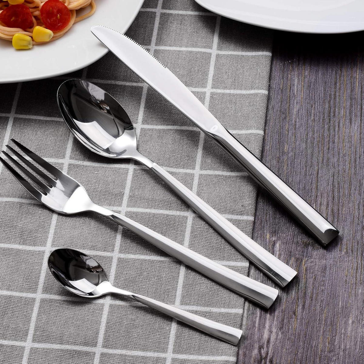 BESTECKSET 24-teiliges Set für 6 Personen Silber - Silberfarben, Metall