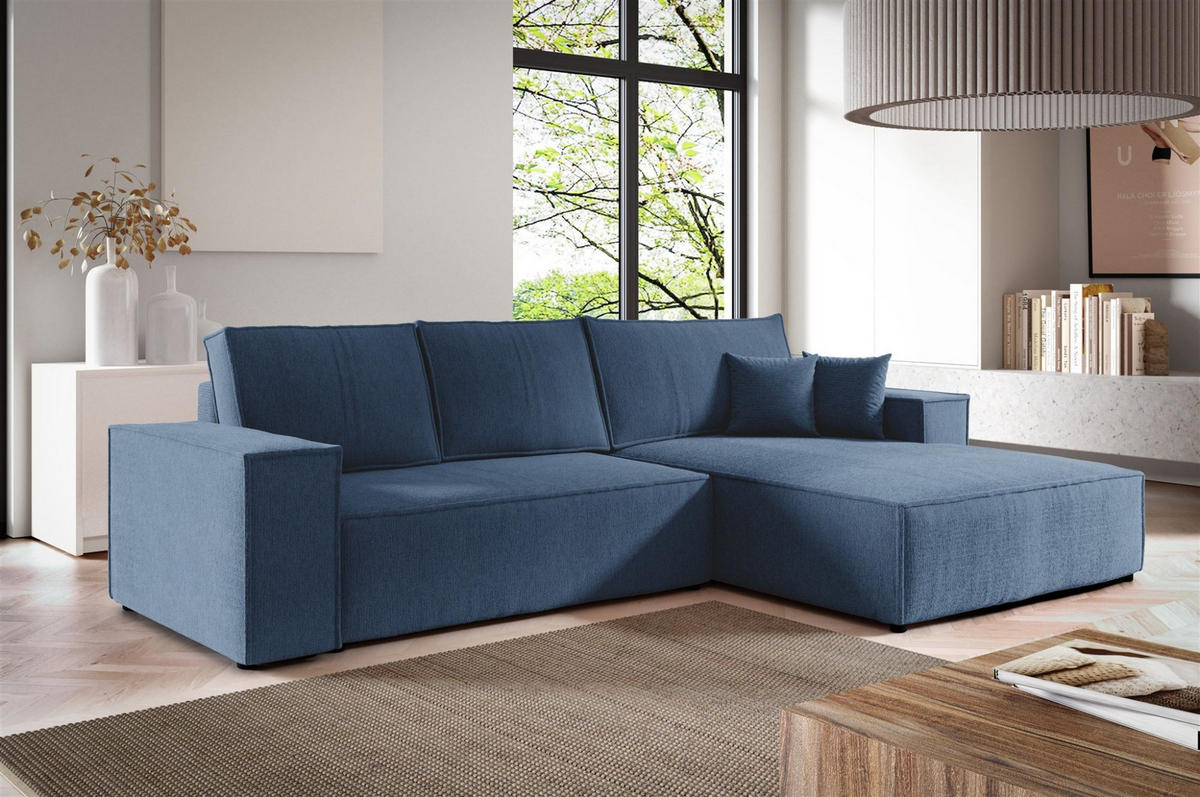 ECKSOFA Corunia In Aragon - Blau, Holzwerkstoff/Textil (294/185cm) - Fun Möbel