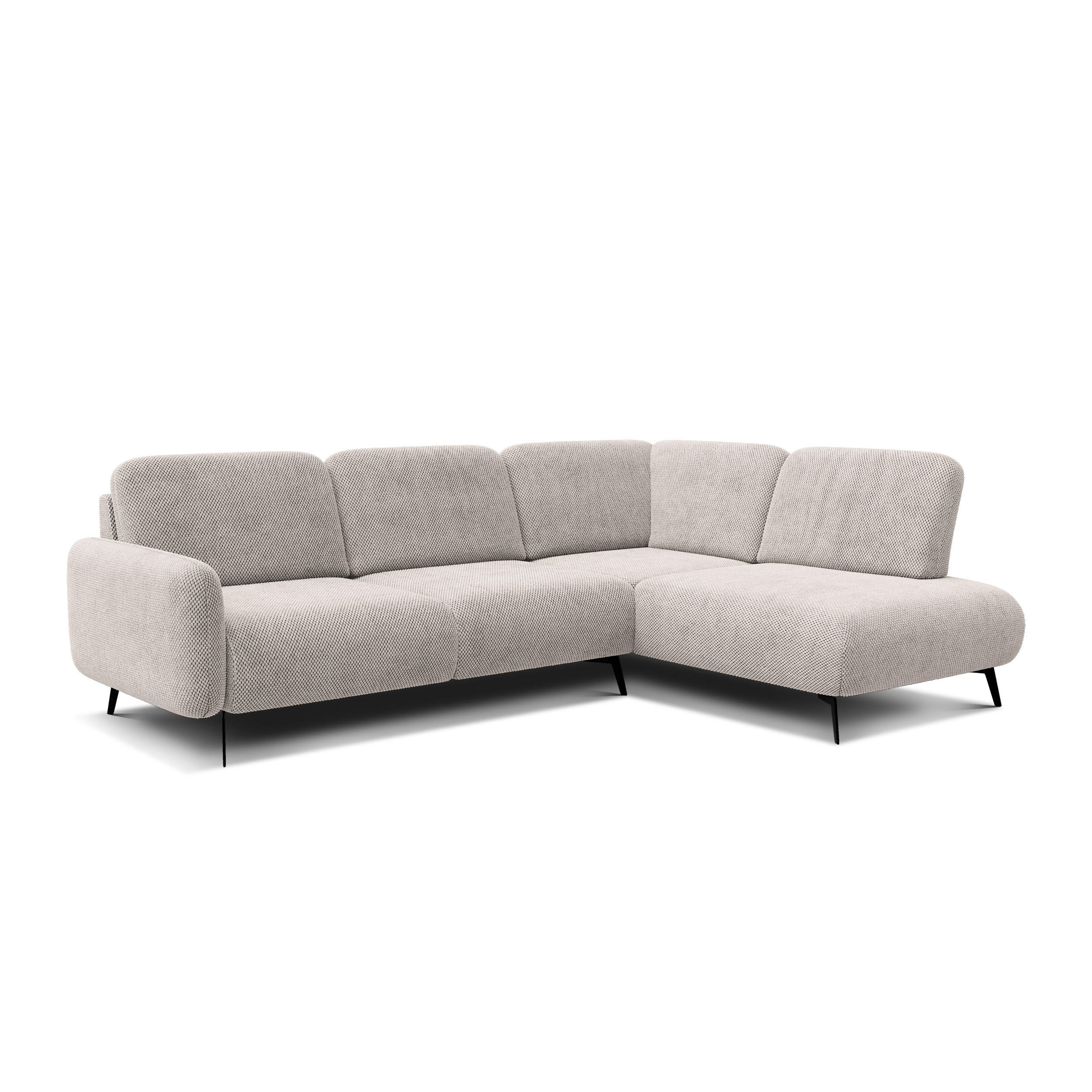 ECKSOFA FEBE 5-Sitzer rechts, beige - Beige/Schwarz, Holz/Textil (271/190cm) - Courtois Laville