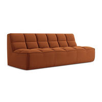 3-SITZER SOFA Samt Stoff Orange - Terra cotta/Schwarz, Kunststoff/Textil (210/75/93cm) - Makamii