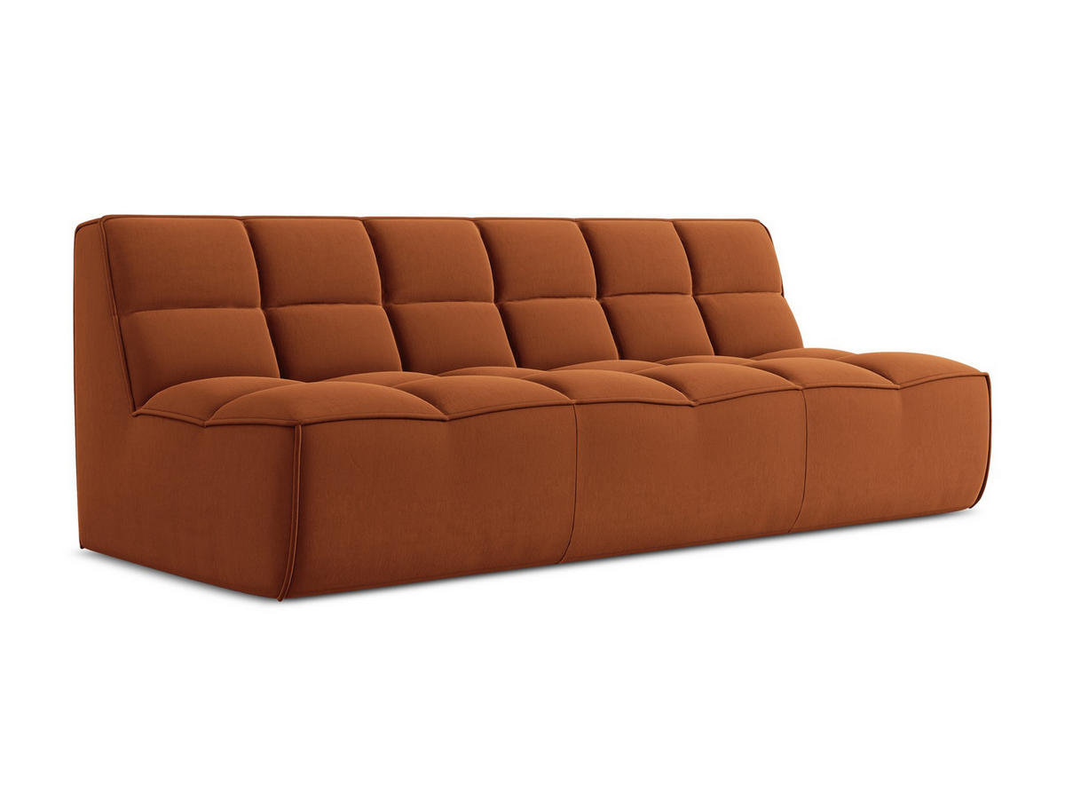 3-SITZER SOFA Samt Stoff Orange - Terra cotta/Schwarz, Kunststoff/Textil (210/75/93cm) - Makamii