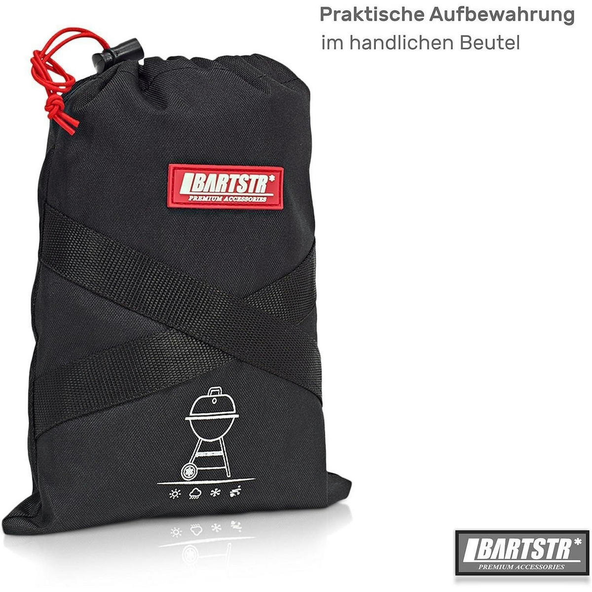 GRILLABDECKUNG wetterfest für Kugelgrill bis 60 cm mit Aufbewahrungsbeutel - Schwarz, Textil (5.9/29/23cm)