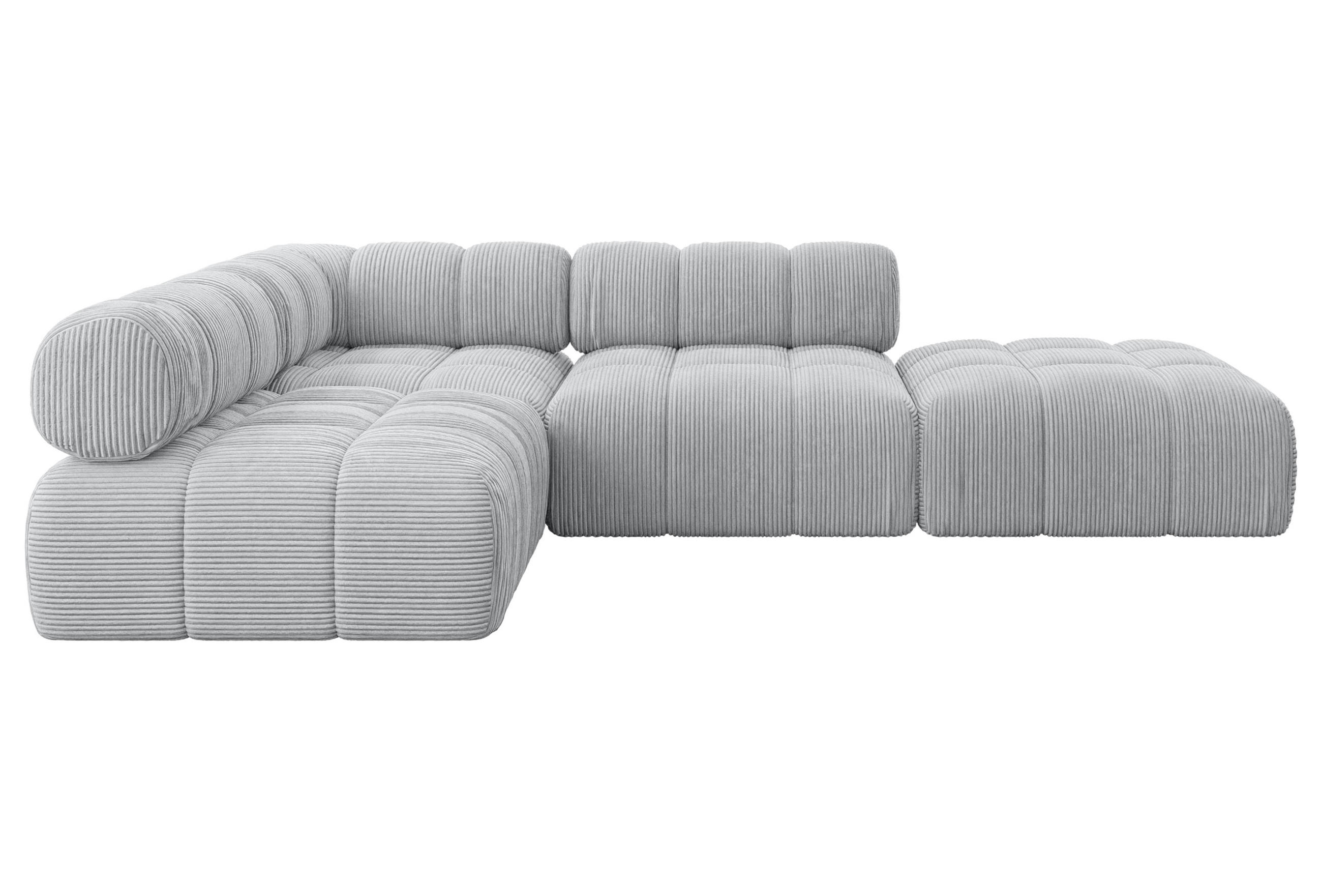ECKSOFA modulares Sofa Favio-L1 - 285x190x70 cm Grau Cord - Grau, Holzwerkstoff/Textil (285/190cm) - ALTDECOR