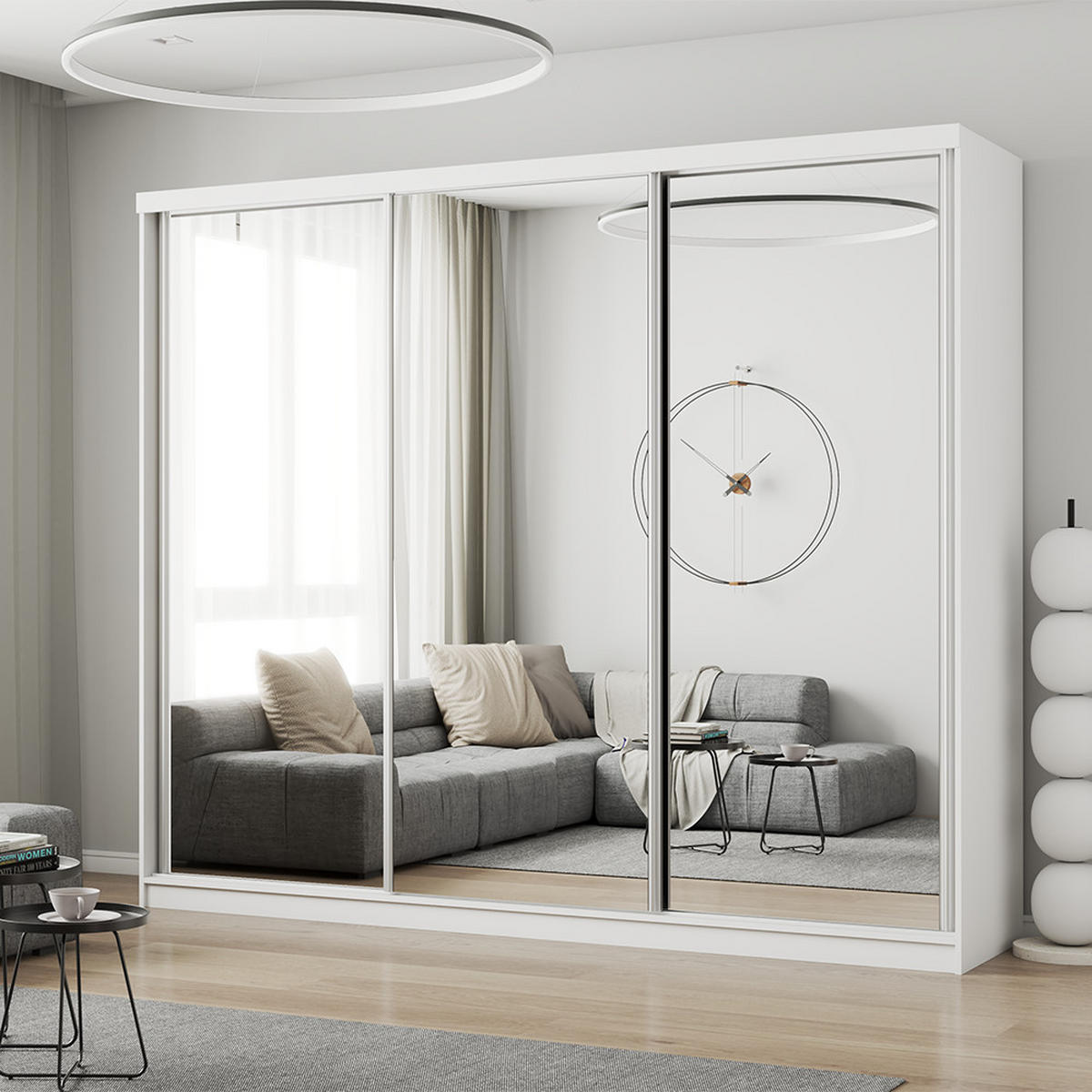 SKŘÍŇ s otočnými dveřmi Milan 250 cm 250/215/64 cm, 3dveřová, bílý - bílá, kompozitní dřevo (250/215/64cm) - imoebel24