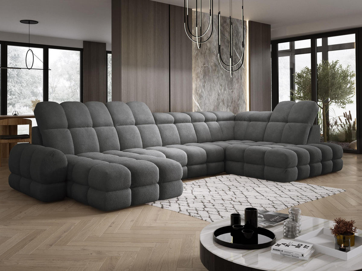 ECKSOFA TOLLO Anthology-stoff U-form 400x217x105 cm graphit - Edelstahlfarben, Holz/Textil (217/400cm) - DomoHome