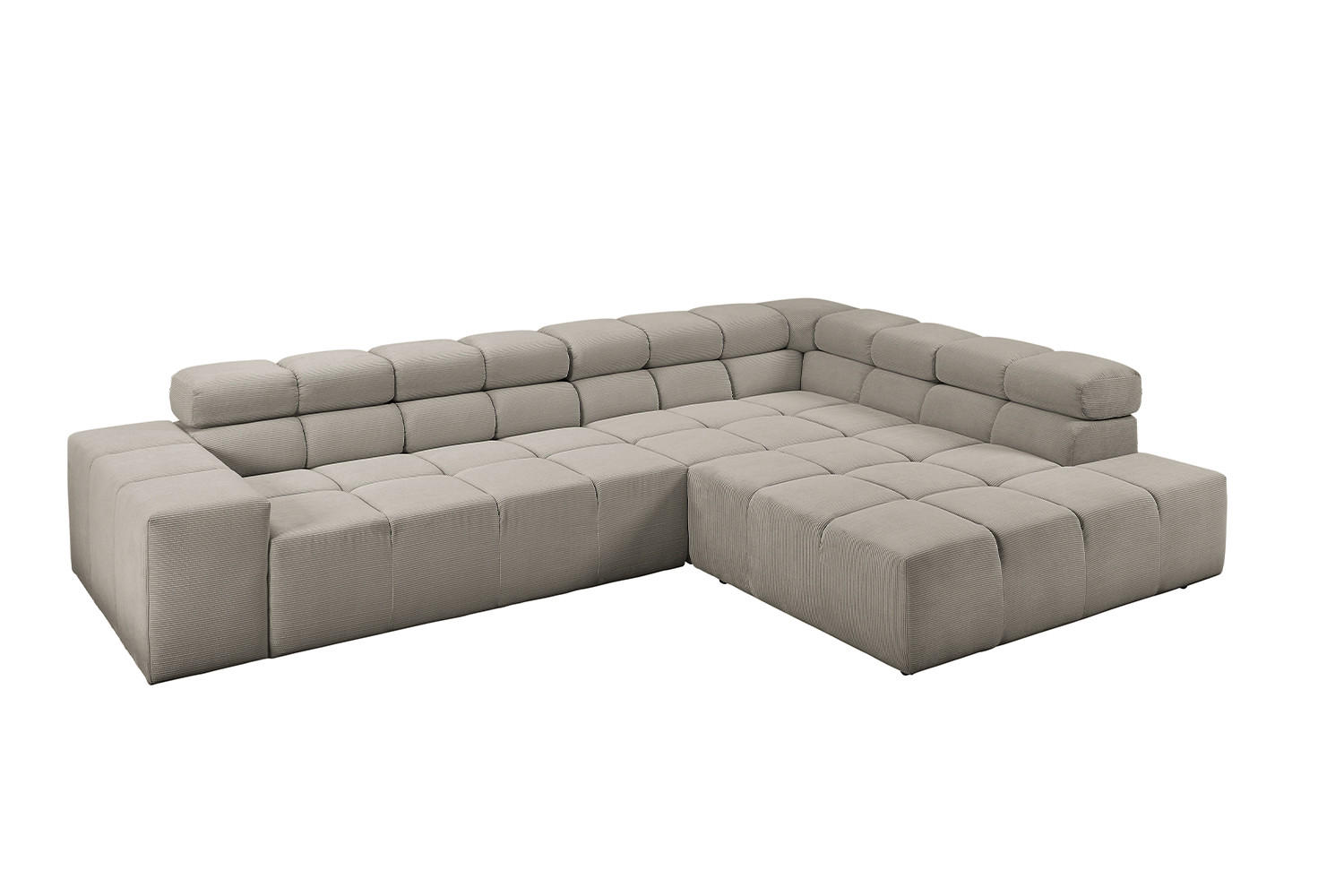 ECKSOFA NEVADA Grau Cord - Schwarz/Grau, Kunststoff/Textil (319/215cm) - KAWOLA