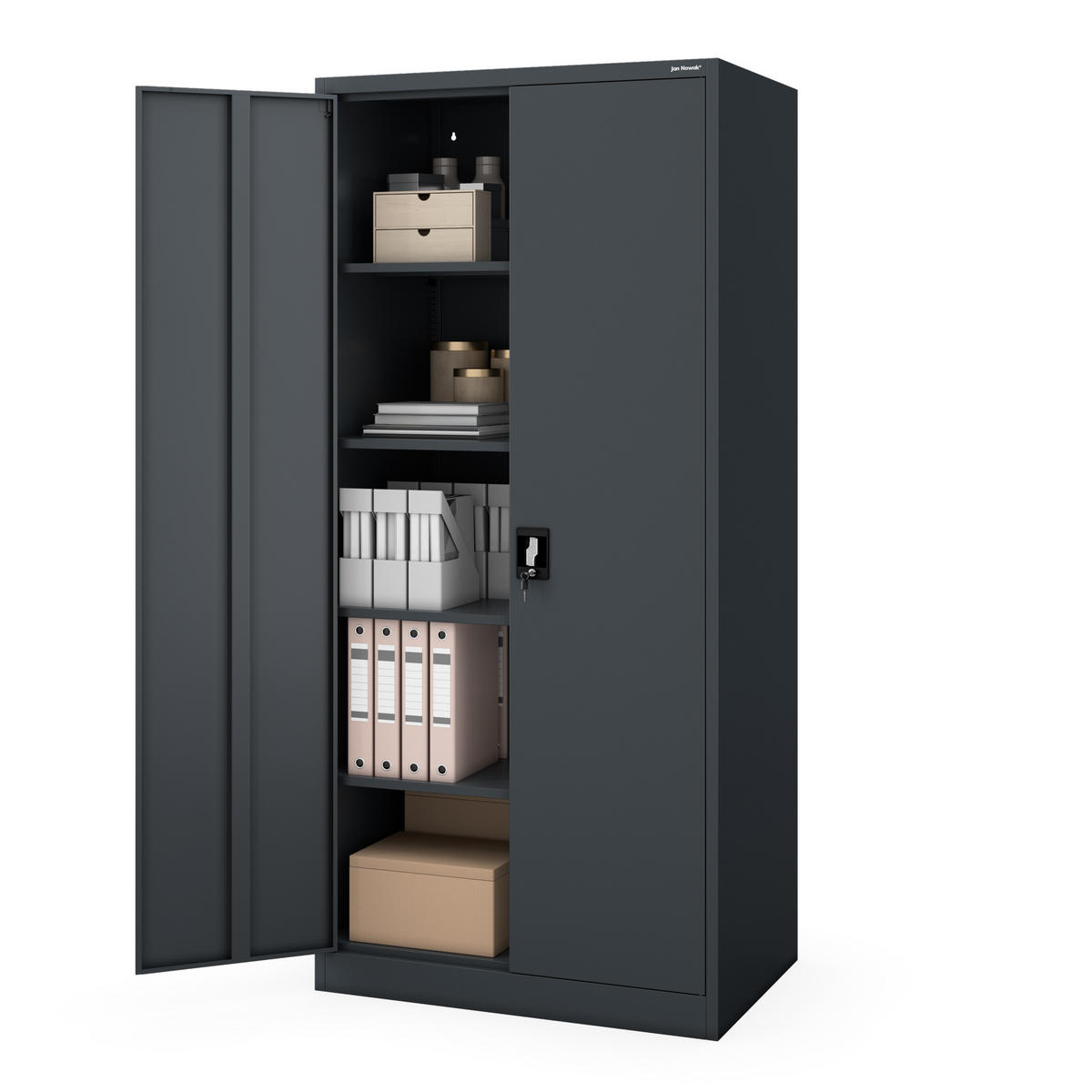 AKTENSCHRANK JAN H D600 - Anthrazit, Metall (90/195/60cm) - Jan Nowak